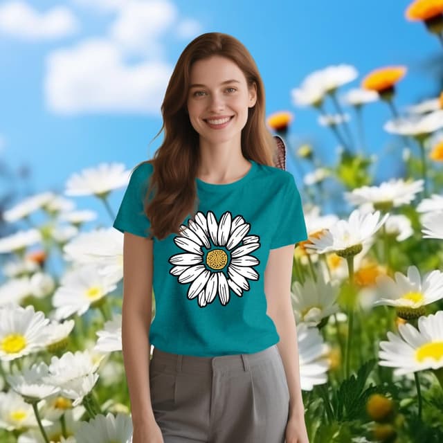 Detalle de Qskall Daisy T Shirts for Women – Marguerite Daisy Floral Tee Top