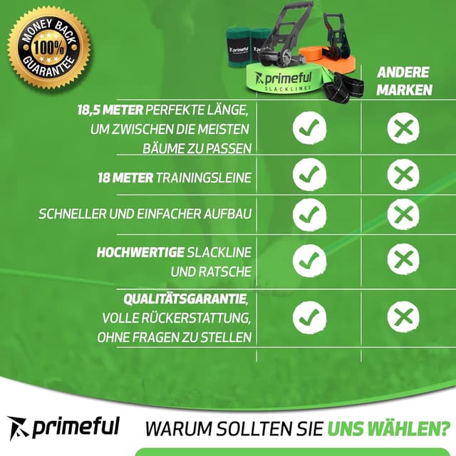 Detalle de Primeful Slackline Set 18,5 m bis 150 kg