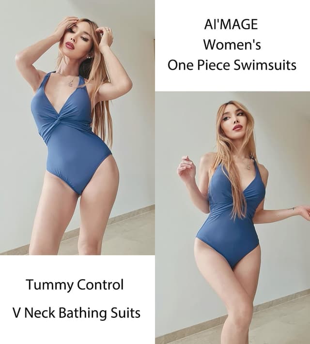 Detalle 1 de AI'MAGE Monokini con spalline regolabili