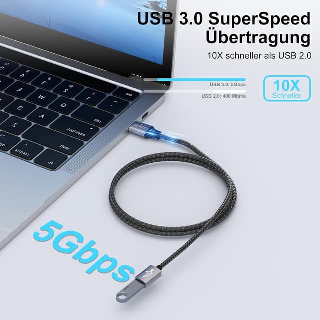 Detalle 2 de lalasis USB 3.0 Verlängerungskabel 5 m (USB-A auf USB-A, bis 5 Gbit/s)