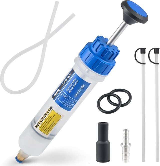 Detalle de Orion Motor Tech Oil Extractor Pump (200mL) Manual Fluid Transfer Syringe Pump with Flexible Hoses