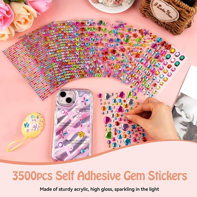 Thumbnail 1 de 3500 Stück Glitzersteine Selbstklebend bunt