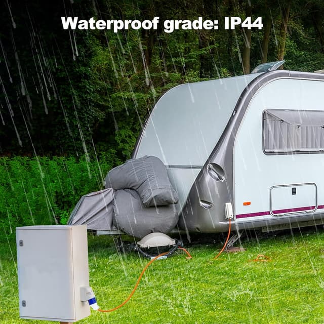 Detalle de 10m Caravan Hook Up Cable (240V 16A) with 3-Pin Fly Lead Converter and Carrying Bag