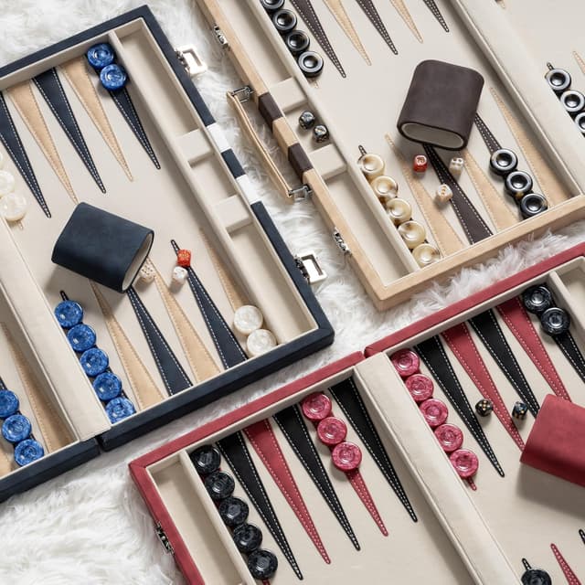 Thumbnail 6 de Lingle 15-inch Backgammon Set for Adults with Folding Faux Leather Case (Blue)