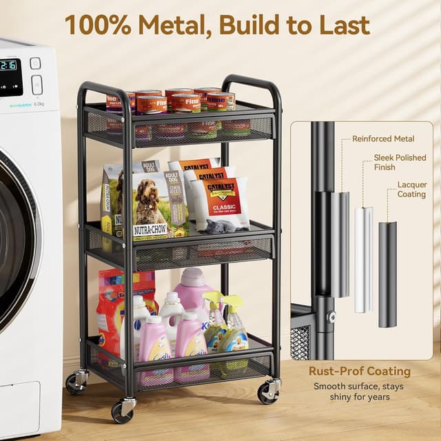 Detalle 2 de YASONIC 3 Tier Rolling Cart