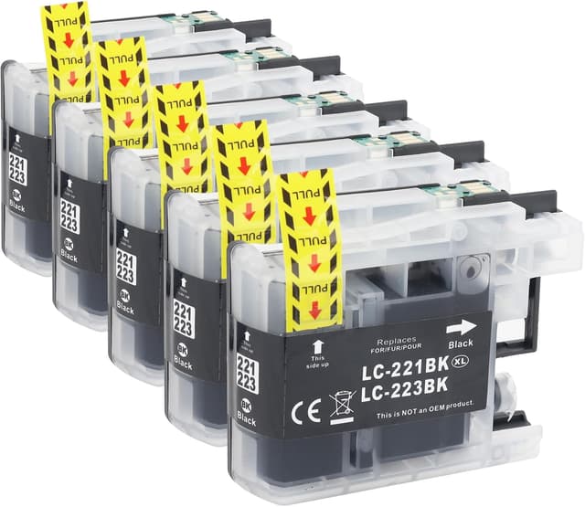 Detalle de Jhaan LC223XL Schwarz Druckerpatronen kompatibel mit Brother (5er-Pack) für diverse DCP- und MFC-Drucker