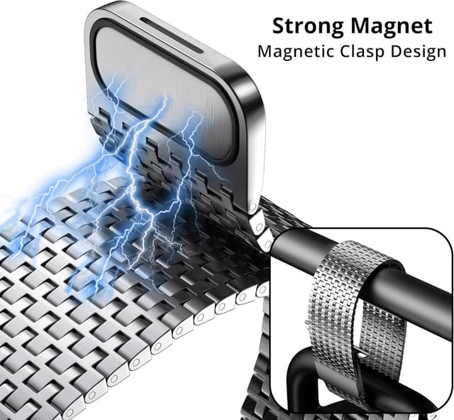 Detalle de LULULOOK Milanese Loop Magnetic Clasp Stainless Steel Strap for Apple Watch Series 1–11 (SE/SE2/Ultra)