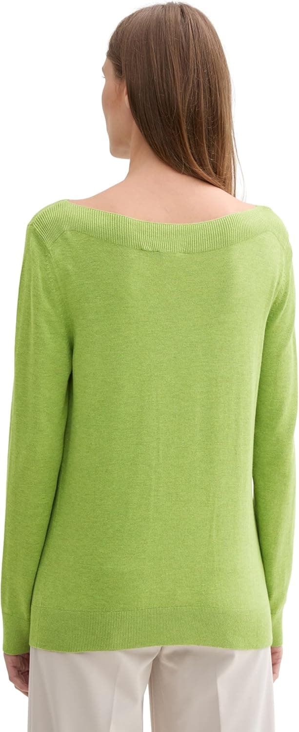 Detalle de TOM TAILOR 1044106 pullover donna con collo a barca e tessuto in viscosa ecologica