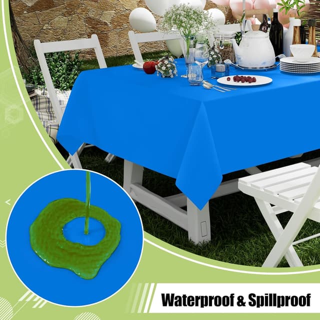 Detalle de Smiry Disposable Table Cloth (6-Pack) Waterproof Rectangle Table Cover, Blue, 54 x 108 Inch