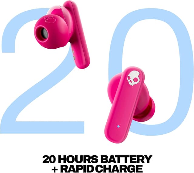 Detalle de Skullcandy Smokin’ Buds Wireless Ohrhörer mit Bluetooth, IPX4 & bis zu 20 Stunden Akkulaufzeit (Rosa)
