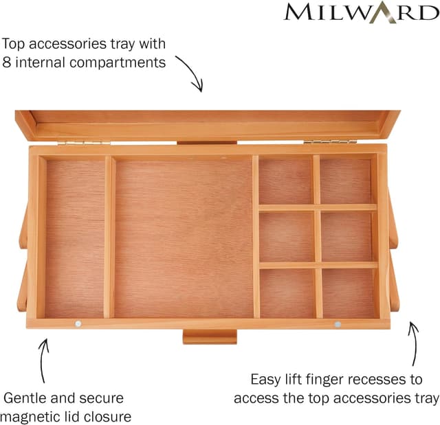 Thumbnail 6 de Milward boîte de rangement pour couture en porte-à-faux en bois de pin à 3 niveaux