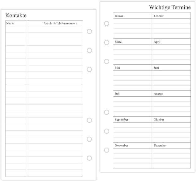 Detalle 2 de newestor 2026 Wochenplaner Einlage A6 1 Woche/2 Seiten 📒