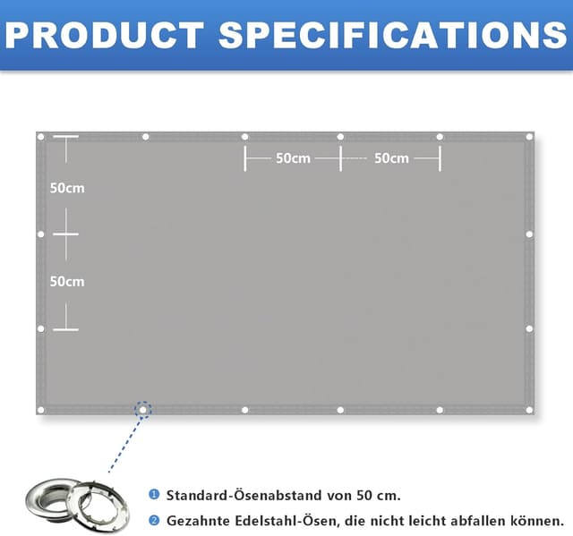 Detalle de HaiTaoSy Sonnensegel wasserdicht rechteckig mit Ösen (Khaki) – 2x3,5 m, Markisenstoff mit UV-Schutz
