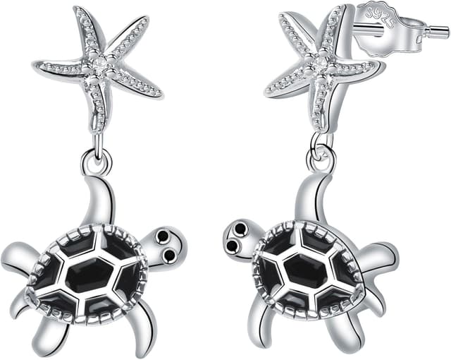 Detalle de Micory Damen hängende Ohrringe aus 925 Sterling Silber mit Schildkröten-Design