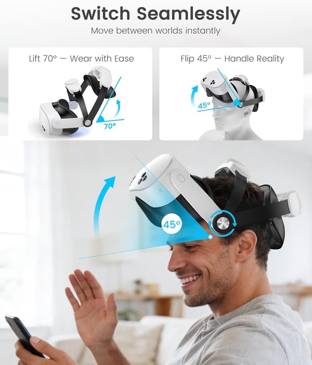 Detalle de Lightweight liftable head strap for Quest