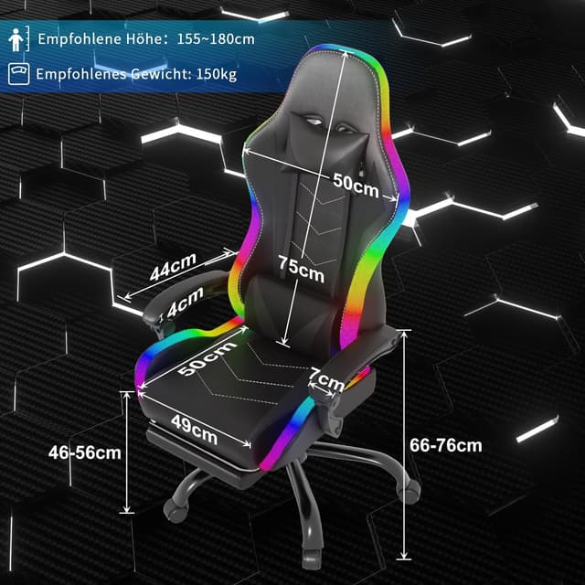 Detalle de JUMMICO sedia gaming con LED RGB 90-135°