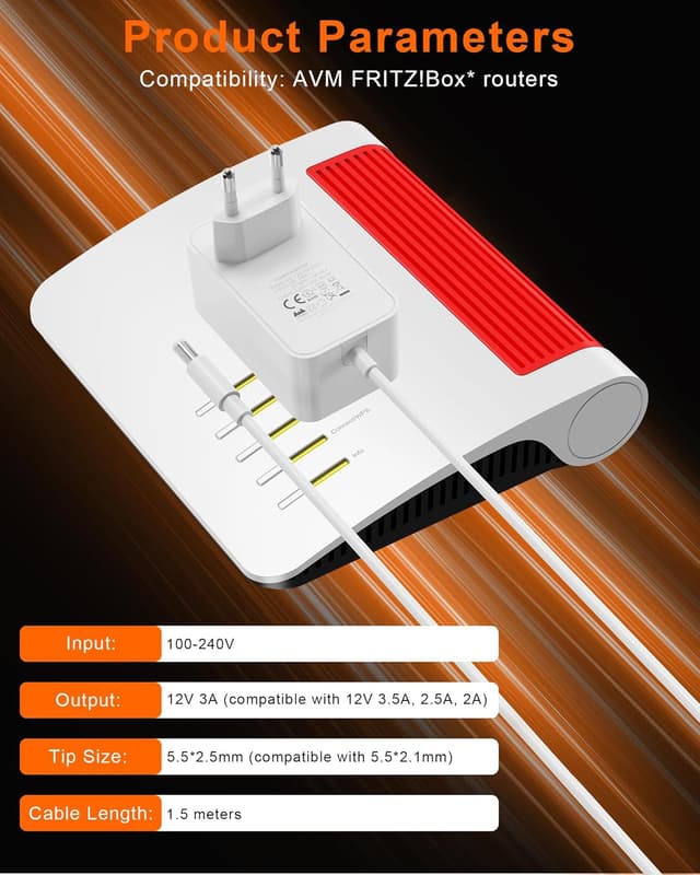 Detalle de 12V 3A Netzteil Ladegerät 36W für AVM Fritz!Box