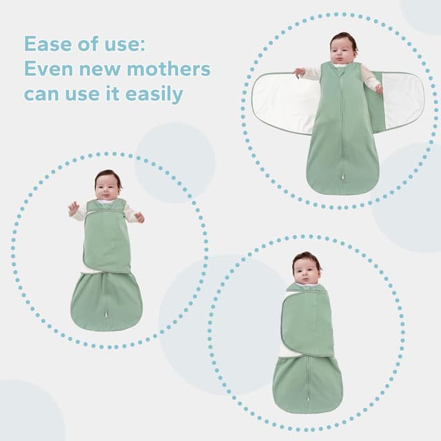 Detalle de SIMYJOY Baby-Schlafsäcke für Neugeborene (Pucksack, Swaddle & Übergang) – 3-fach verstellbar, 100% Baumwolle