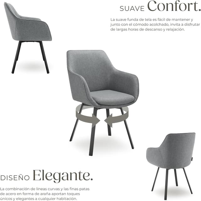 Thumbnail 4 de TecTake® Silla Giratoria con Reposabrazos 🪑 Alta Densidad