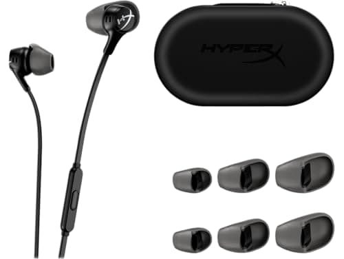 Detalle de HyperX Cloud EarBuds II negros: auriculares con micrófono para usar a diario