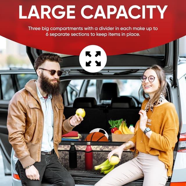 Thumbnail 4 de FORTEM Car Boot Organiser (Collapsible SUV Trunk Organizer, 105L) with Non-Slip Base and Securing Straps