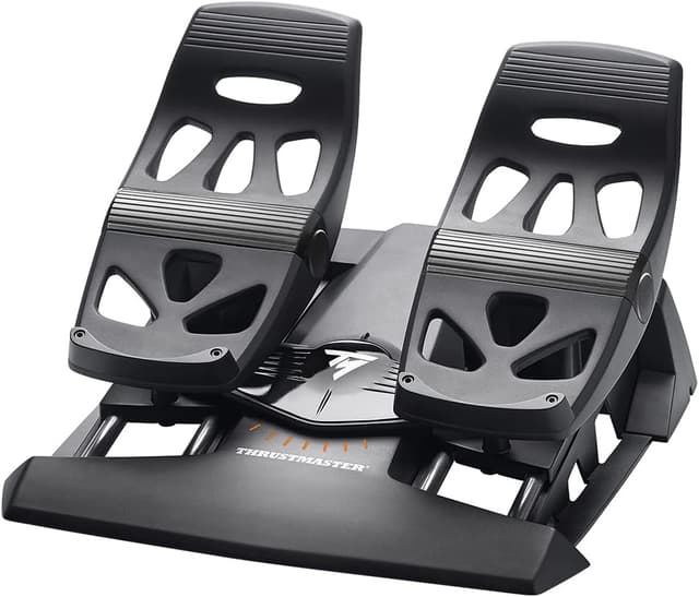Detalle de Thrustmaster TFRP Flight Simulator-Pedale (Seitenruder) mit Gleitschienen-System & Differenzialbremsen – PC & Konsole
