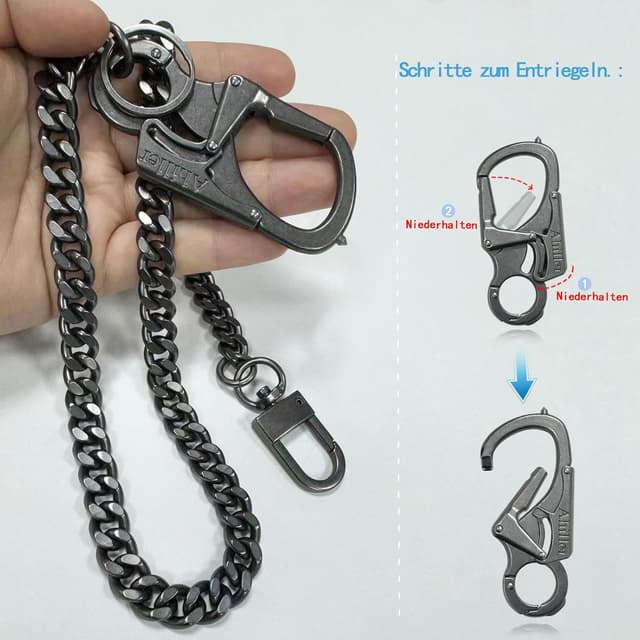 Detalle de Ahiller Geldbörsenkette mit Verschluss – Herren-Jeans-/Geldbeutelkette im Doppelschloss-Design