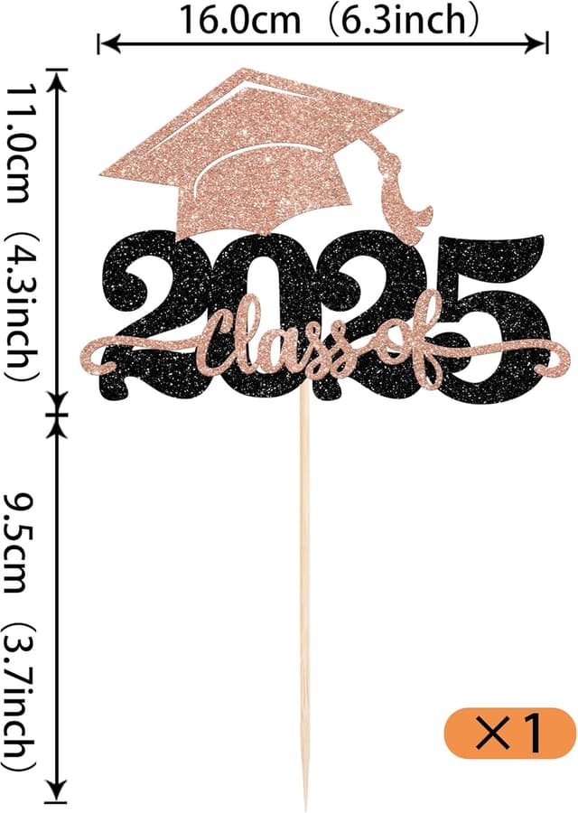 Thumbnail 1 de 2025 Abschluss Cake Topper Glitzer 🎂