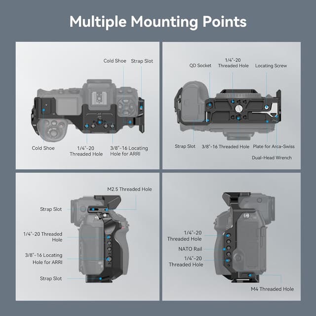 Detalle de SmallRig Z 8 Cage Kit 3941 pour Nikon Z 8 (cage aluminium, poignée supérieure, serre-câble HDMI)