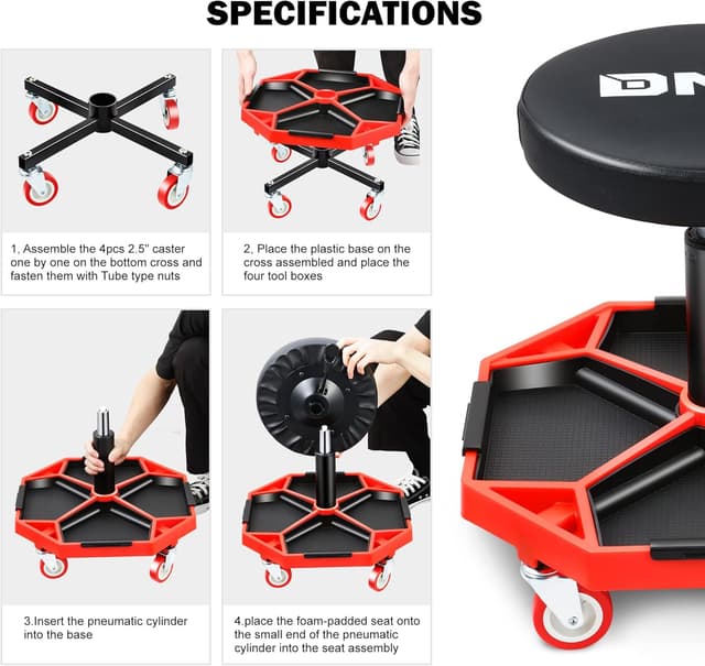 Detalle de DNA Motoring TOOLS-00253 54cm mechanic stool