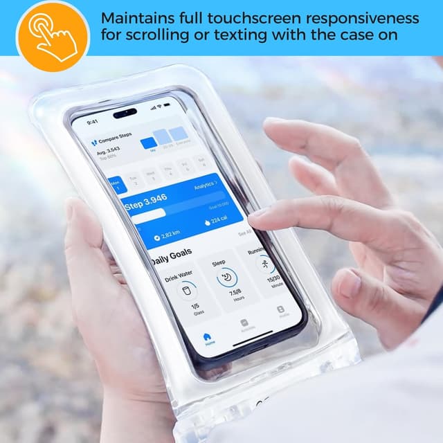 Detalle 2 de ProCase 2er Set schwimmende, wasserdichte Handyhülle IPX8 bis 7 Zoll (Unterwasser-Tasche für iPhone & Galaxy)