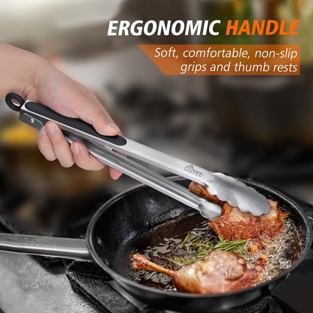 Thumbnail 4 de HOTEC Stainless Steel Kitchen Tongs Set of 2-9" and 12" 🍽