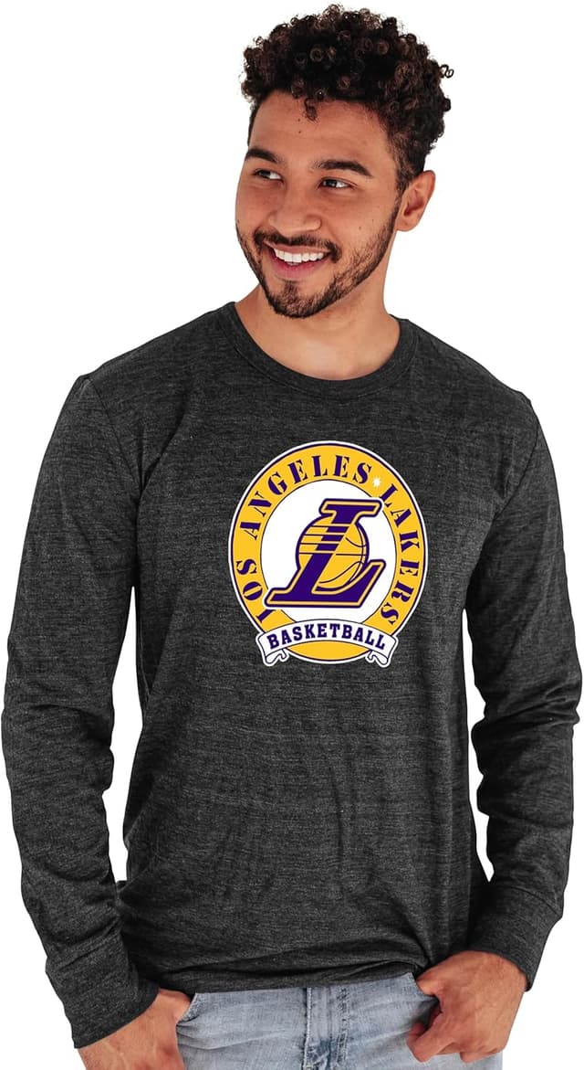 Detalle de Blue 84 New York Knicks Tri-Blend Long Sleeve T-Shirt (Unisex) - Black