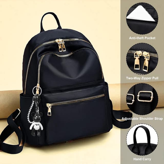 Detalle de Aucuu Damen-Rucksack Klein wasserdicht (27 x 28 x 12 cm) mit Diebstahlschutzfach