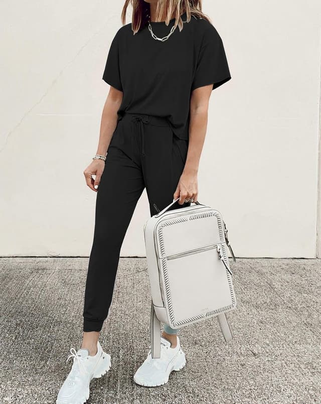 Detalle 2 de PRETTYGARDEN Women’s Two-Piece Lounge Set (crewneck top + drawstring jogger pants)