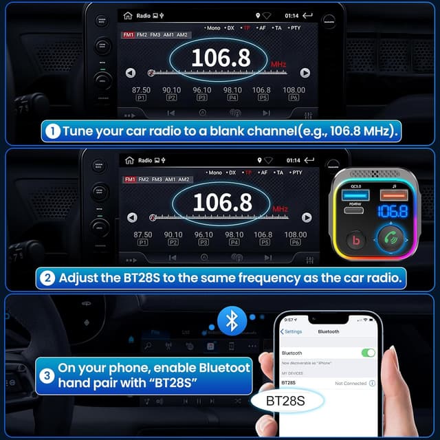 Thumbnail 5 de GizmoVine Bluetooth 5.4 FM Transmitter