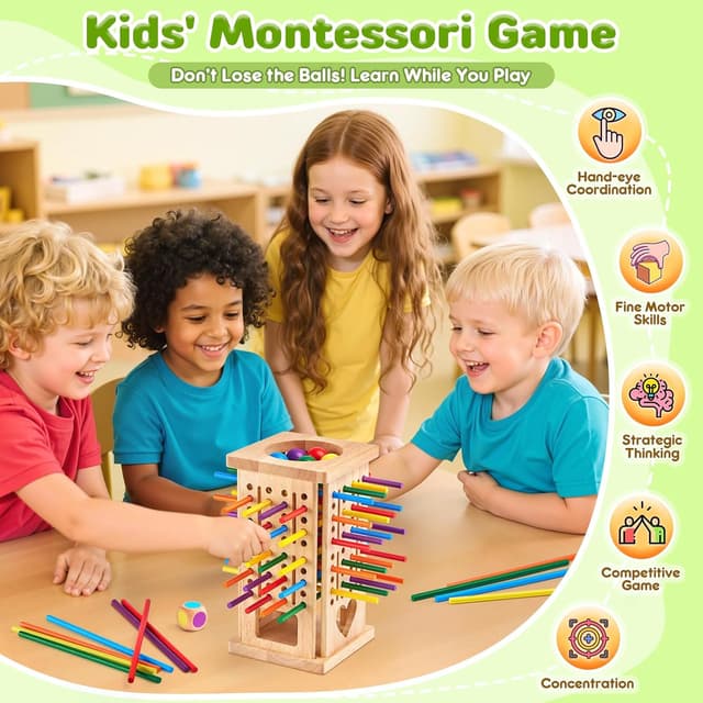 Detalle 2 de Montrix Montessori Spielset 42 Holzstäbchen — Lernspiel 🎲
