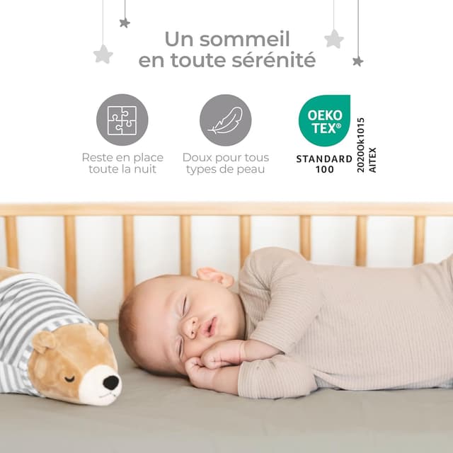 Detalle de Lot de 2 draps housse bébé 60x120 Dreamzie (coton certifié Oeko-Tex) Gris/Blanc