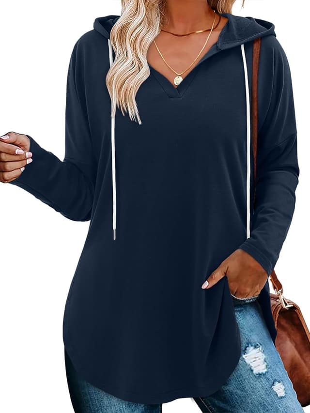 Detalle de CHICZONE Ladies Fashion Tops Hoodies – Oversized Pullover Long Sleeve Sweatshirts with V-neck
