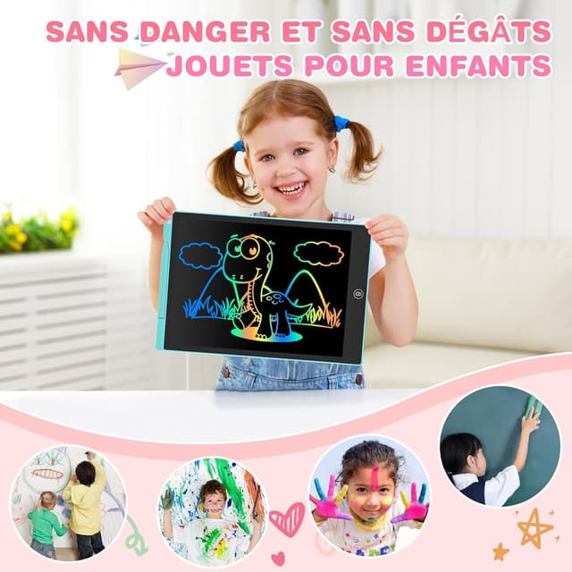 Detalle de Tablette d’écriture LCD enfant 12 pouces RaceGT colorée ardoise magique (lot de 2)