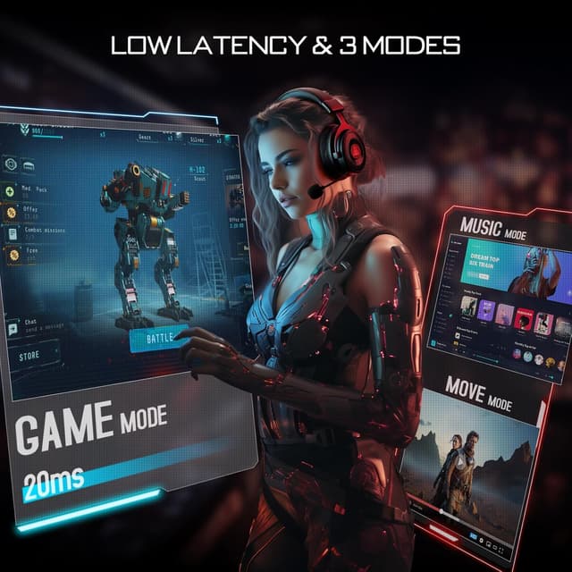 Detalle de EKSA E900BT Wireless Gaming Headset for PC with 2.4GHz & Bluetooth