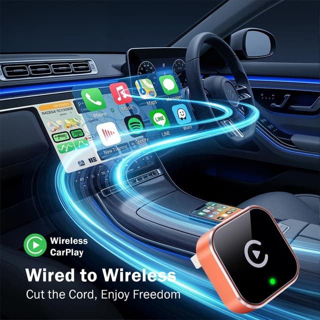 Detalle de Wireless CarPlay Adapter 2026 Upgraded – Mini plug-and-play dongle for turning wired CarPlay wireless