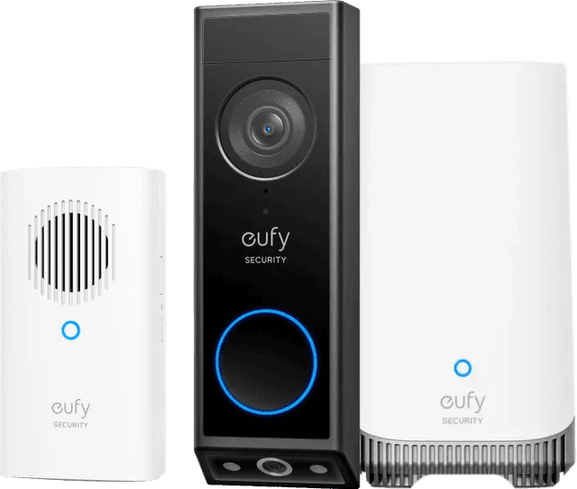 Detalle de eufy eufyCam S4 + HomeBase 3 + Video Doorbell E340 + Chime – Sicherheits-Set für Garten und Vorgarten
