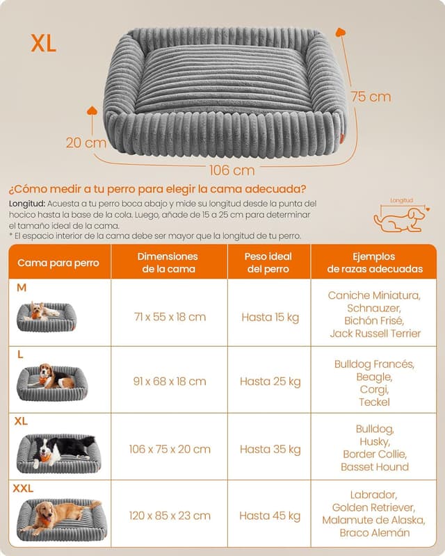 Thumbnail 5 de Feandrea Cama para Perros Ortopédica Grande 106x75