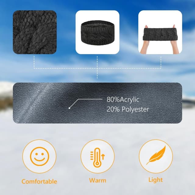 Detalle de LOPHE Bandeau peluche hiver femme extensible gris foncé – cache-oreilles pour courir ou skier