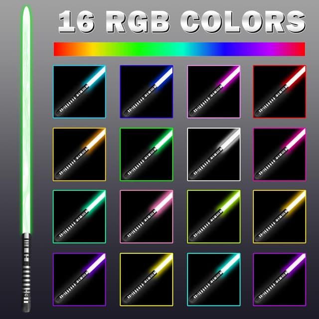 Detalle 1 de YDD GENIUS Lightsaber (99cm) – Upgraded RGB 16 Colours, 4 Sound Modes, Rechargeable Metal Handle