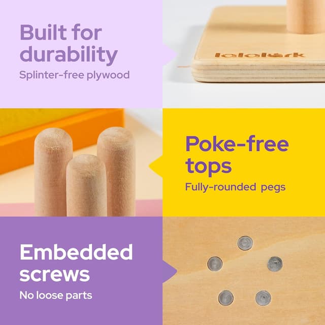 Detalle de lalalark Montessori wooden sorting & stacking toy set for 1–3 year olds