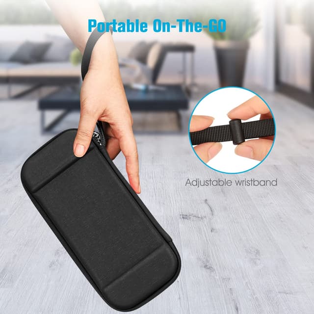 Detalle de FINTIE Slim Hardschalen-Tasche für Nintendo Switch 2017 / Switch OLED 2021 mit 10 Spielkartenhaltern (Denim Schwarz)