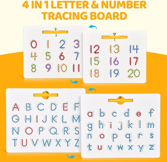 Detalle de GAMENOTE Double Sided Magnetic Letter & Number Board Set for Tracing Practice