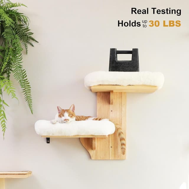 Detalle de FUKUMARU Cat Wall Shelves with 2 Platforms – Tree-Shape Wall-Mounted Cat Perch